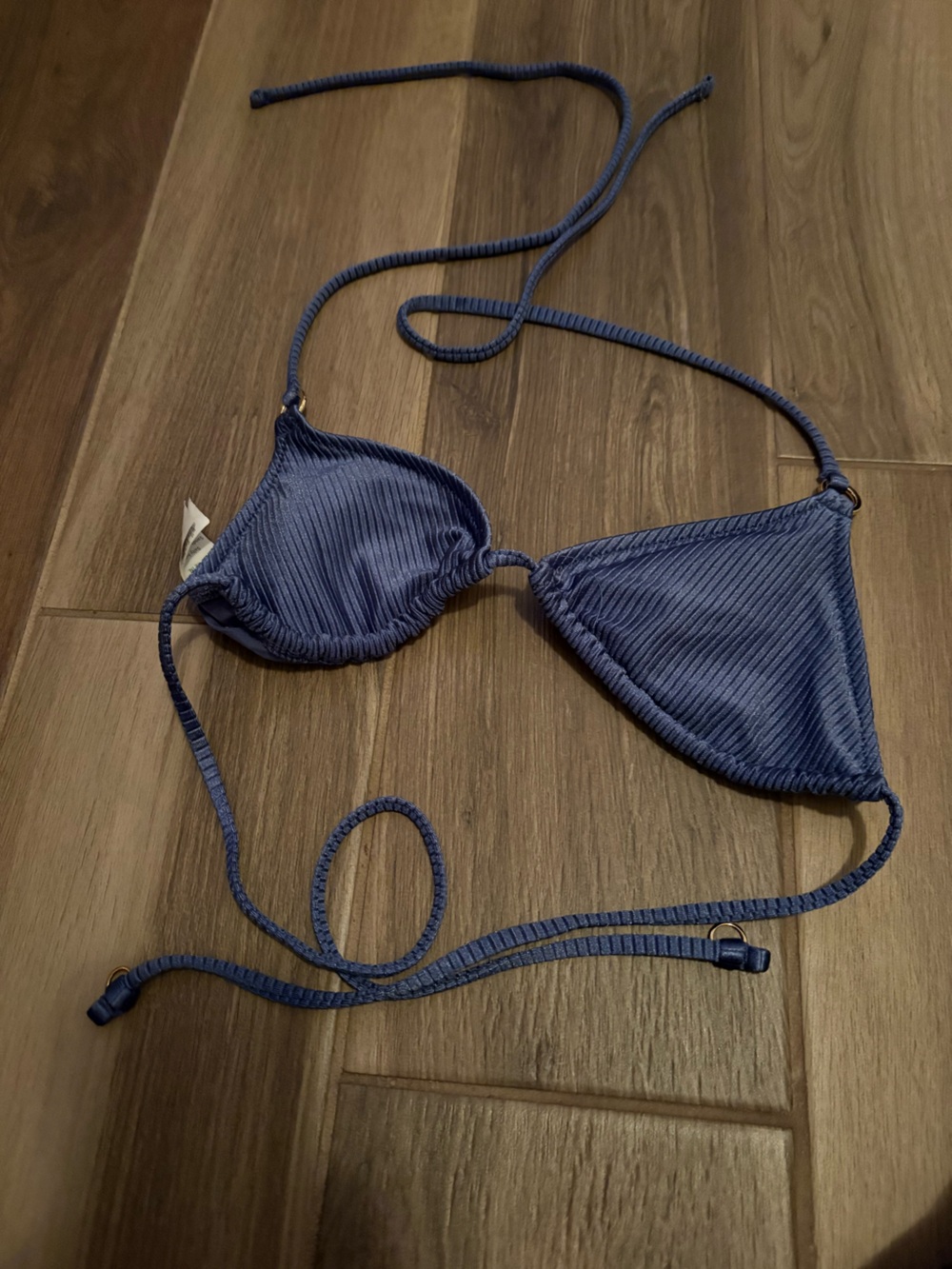 aerie Navy Blue Ribbed Triangle Bikini Top